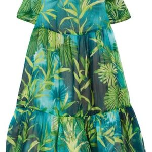 VERSACE Kids' Jungle Printed Silk Georgette Dress In Green Print